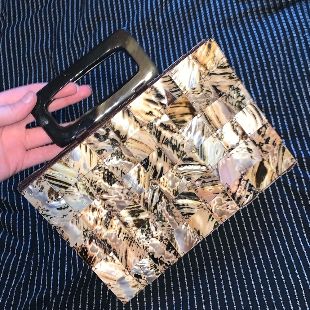 will & sea shell purse clasp handbag vogue brown